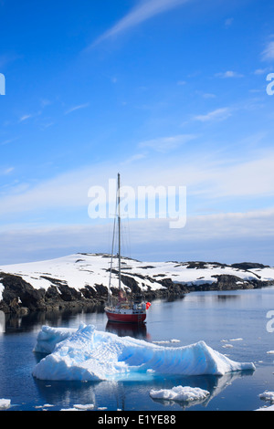 Location de bateau à l'un des glaciers de l'Antarctique Banque D'Images