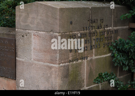 Inscriptions pour le mur monument procès de Nuremberg, Nuremberg, Bavière, Allemagne, Europe de l'Ouest. Banque D'Images