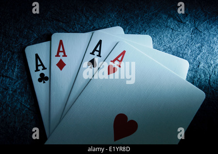 Ensemble de cartes à jouer aces gagnantes Banque D'Images