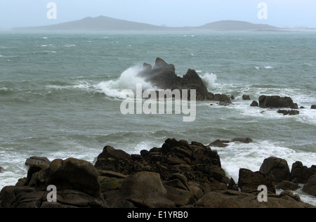 Brassage de tempête au large des îles Scilly -1 Banque D'Images