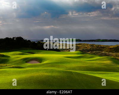 15e trou au club de golf Royal Portrush, co Antrim, en Irlande du Nord Banque D'Images