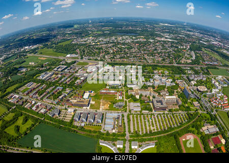 Vue aérienne, TechnologyPark Dortmund, campus de l'Université de Dortmund, Dortmund, Dortmund, Ruhr Banque D'Images