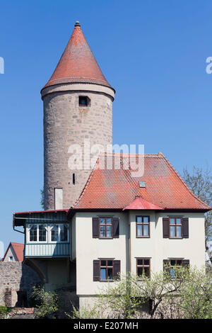 Salwartenturm tower, Route Romantique, Dinkelsbühl, Middle Franconia, Franconia, Bavaria, Germany Banque D'Images