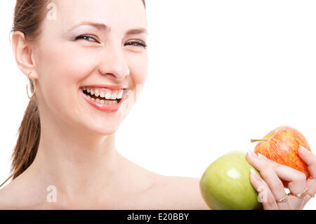 Fille avec les pommes Banque D'Images