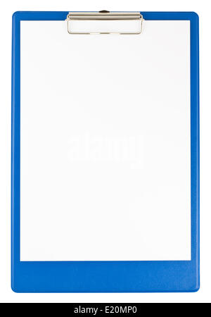 Presse-papiers bleu et papier Banque D'Images