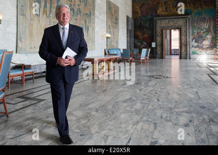 Le Président allemand Joachim Gauck visite la cabine de l'hôtel de ville d'Oslo, Norvège, 12 juin 2014. Gauck est sur une visite de quatre jours de visite en Norvège. Photo : Banque D'Images