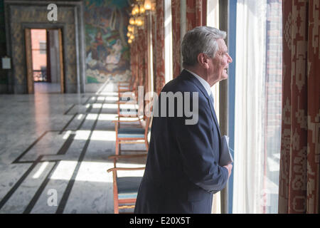 Le Président allemand Joachim Gauck visite la cabine de l'hôtel de ville d'Oslo, Norvège, 12 juin 2014. Gauck est sur une visite de quatre jours de visite en Norvège. Photo : Banque D'Images