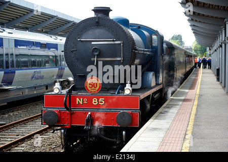 Locomotive vapeur train à la gare de Bangor Northern Ireland Banque D'Images