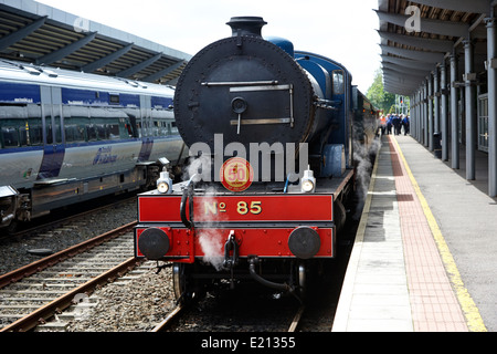 Locomotive vapeur train à la gare de Bangor Northern Ireland Banque D'Images