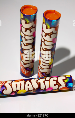Close up of old style tubes Smarties Banque D'Images