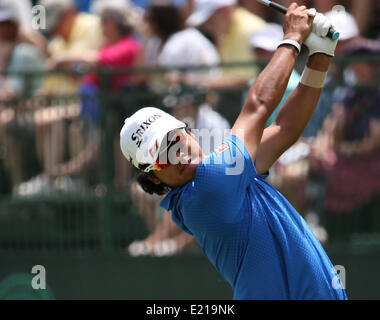 Pinehurst, Caroline du Nord, USA. 12 Juin, 2014. Hideki Matsuyama (JPN), U.S. Open golf championship premier tour 6ème trou à Pinehurst, Caroline du Nord, États-Unis. Credit : Koji Aoki/AFLO SPORT/Alamy Live News Banque D'Images