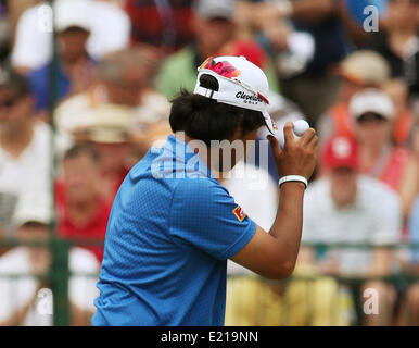 Pinehurst, Caroline du Nord, USA. 12 Juin, 2014. Hideki Matsuyama (JPN), U.S. Open golf championship premier tour 6ème trou à Pinehurst, Caroline du Nord, États-Unis. Credit : Koji Aoki/AFLO SPORT/Alamy Live News Banque D'Images