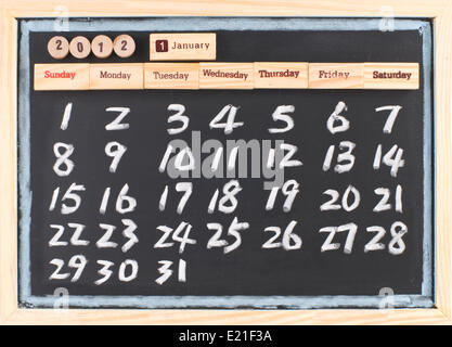 Dessin à la main calendrier 2012 Banque D'Images