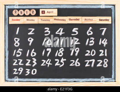 Dessin à la main calendrier 2012 Banque D'Images