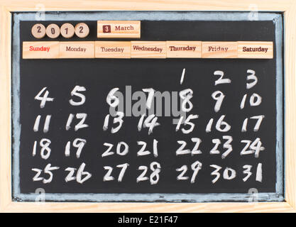 Dessin à la main calendrier 2012 Banque D'Images