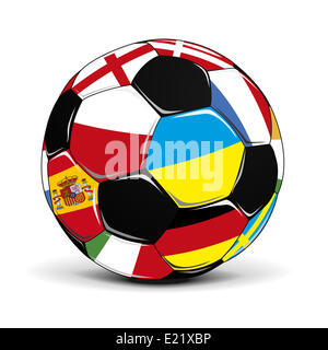 Ballon de soccer avec des drapeaux Banque D'Images