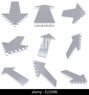Flèches grises composé de cubes de métal Banque D'Images