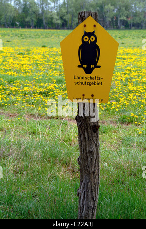 Protection avec inscription réserve naturelle Brandenburg Allemagne Banque D'Images