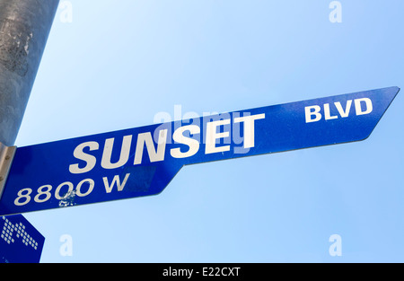 Plaque de rue Sunset Boulevard, West Hollywood, Los Angeles, Californie, USA Banque D'Images