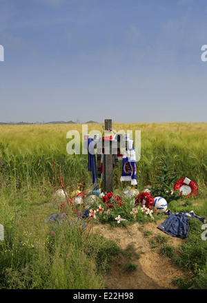 Le monument commémorant l'Ypres près de jeux de football entre britanniques et allemands au cours de la 1914 "trêve de Noël" Banque D'Images