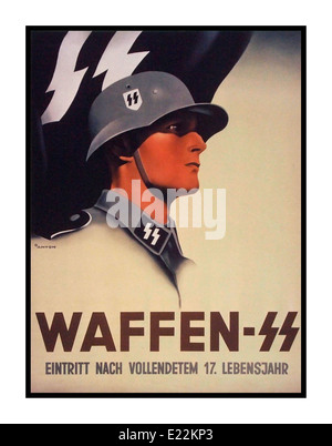 AFFICHE DE PROPAGANDE WAFFEN SS affiche de recrutement de propagande en temps de guerre allemande des années 1940 pour l'artiste nazi Waffen SS ANTON Banque D'Images
