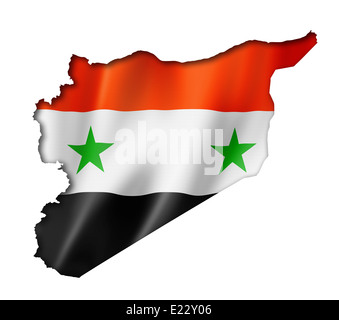 Syrie Carte Drapeau, trois dimensions, render, isolated on white Banque D'Images