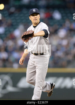 Seattle, Washington, USA. 11 Juin, 2014. Masahiro Tanaka (Yankees) MLB : Masahiro Tanaka des Yankees de New York en Ligue Majeure de Baseball pendant la partie contre les Mariners de Seattle à Safeco Field de Seattle, Washington, United States . © AFLO/Alamy Live News Banque D'Images