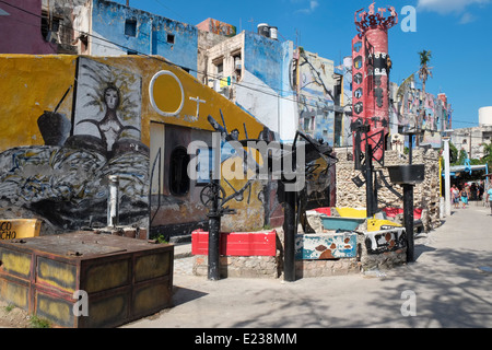 Callejón de Hamel, au centre de La Havane, Cuba. Banque D'Images