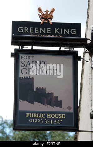 Fort Saint George enseigne de pub, Cambridge, Royaume-Uni Banque D'Images