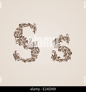Décorées avec élégance lettre s en majuscules et minuscules. Banque D'Images