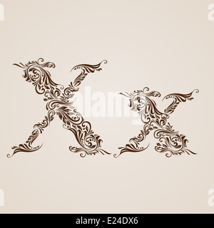 Décorées avec élégance lettre x en majuscules et minuscules. Banque D'Images