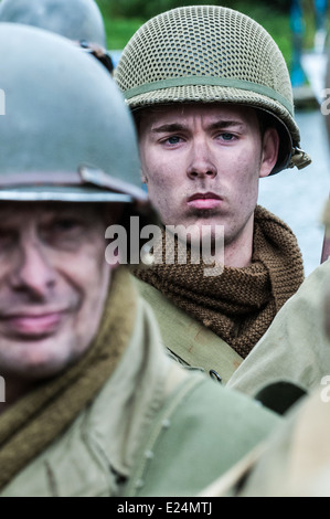 Une re-enactment, ou groupe de reconstitution, spécialisée dans le SIG de l'Amérique de la guerre mondiale 2 de D-Day, de juin 1944 à fin de la guerre Banque D'Images