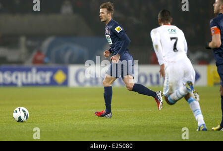 Paris Saint-Germain est le milieu de terrain Anglais David Beckham lors de la Coupe de France match de football Paris Saint-Germain (PSG) vs Olympique de Marseille (OM) au Parc-des-Princes avec : David Beckham Où : Paris, France Date : 27 fév 2013 Banque D'Images