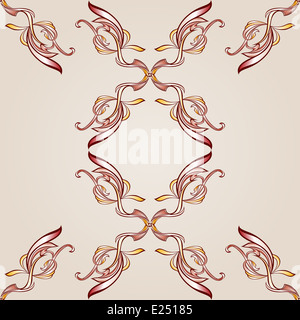 Motif floral transparent avec les éléments en Bourgogne, tons rose et jaune sur fond rose rose pastel Banque D'Images