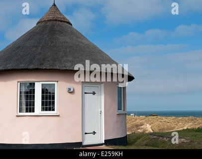 Maison de vacances Accueil chalet et vue sur mer, Winterton-sur-Mer, Norfolk, Angleterre Banque D'Images