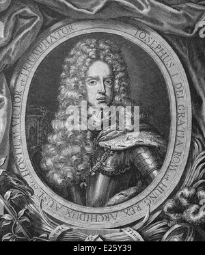 Joseph I (1678-1711). Saint Empereur romain à partir de 1705-1711. Gravure, 19ème siècle. Banque D'Images