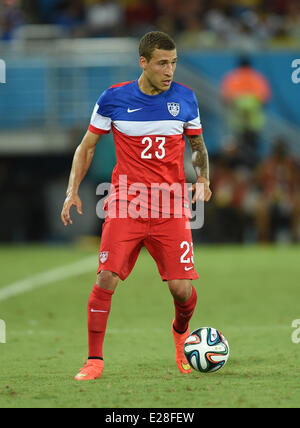 Natal, Brésil. 16 Juin, 2014. Fabian Johnson de USA en action lors de la Coupe du Monde 2014 Groupe G avant-match entre le Ghana et les USA à l'Estadio stade Arena das Dunas de Natal, Brésil, 16 juin 2014. Dpa : Crédit photo alliance/Alamy Live News Banque D'Images