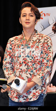 Jang Keun-Suk, Jun 13, 2014 : l'acteur coréen Jang Keun-suk assiste à une conférence de presse télévisée pour 'bel homme' à Tokyo, Japon, le 13 juin 2014. Banque D'Images