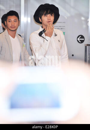 Jang Keun-Suk, Jun 13, 2014 : l'acteur coréen Jang Keun-suk arrive à l'Aéroport International de Tokyo à Tokyo, Japon, le 13 juin 2014. Banque D'Images