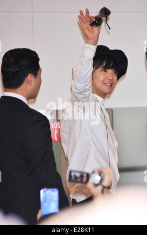 Jang Keun-Suk, Jun 13, 2014 : l'acteur coréen Jang Keun-suk arrive à l'Aéroport International de Tokyo à Tokyo, Japon, le 13 juin 2014. Banque D'Images