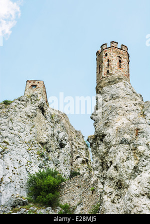 Tour sur le rocher. Le château de devin, de la Slovaquie, de l'Europe centrale. Banque D'Images