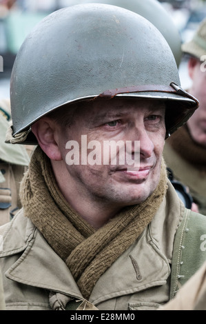 Une re-enactment, ou groupe de reconstitution, spécialisée dans le SIG de l'Amérique de la guerre mondiale 2 de D-Day, de juin 1944 à fin de la guerre Banque D'Images