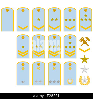 Les grades militaires et de l'insigne du monde. Illustration sur fond blanc. Banque D'Images