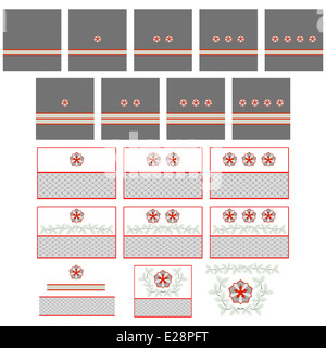 Les grades militaires et de l'insigne du monde. Illustration sur fond blanc. Banque D'Images