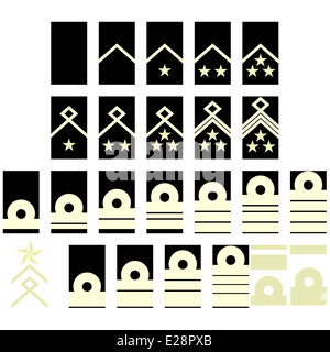 Les grades militaires et de l'insigne du monde. Illustration sur fond blanc. Banque D'Images