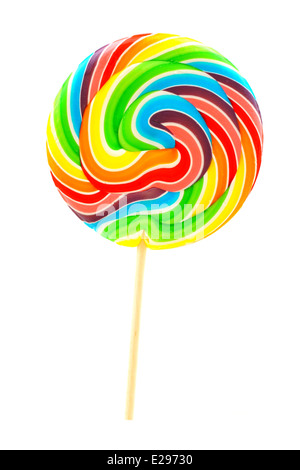 Seul multi colored lollipop candy isolated on white Banque D'Images