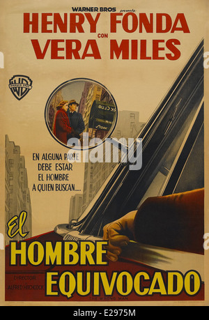 Le mauvais homme - Spanish Movie Poster - Directeur : Alfred Hitchcock - 1956 Banque D'Images