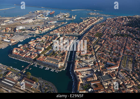 La France, l'Hérault, Sète, centre-ville et de satellite (vue aérienne) Banque D'Images