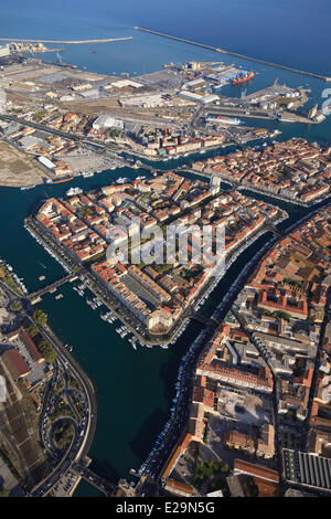 La France, l'Hérault, Sète, centre-ville et de satellite (vue aérienne) Banque D'Images