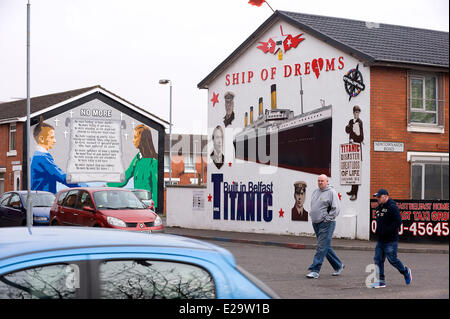 Royaume-uni, Irlande du Nord, Belfast, une murale dans le Titanic Belfast est loyaliste salon Banque D'Images